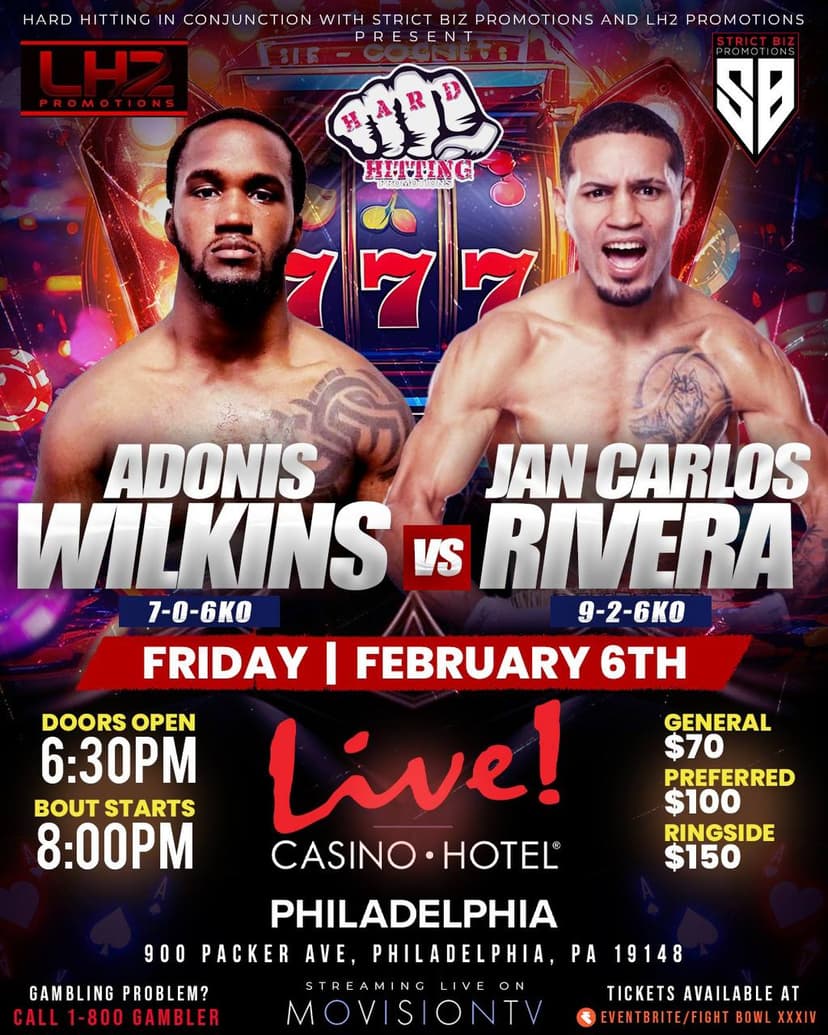 Poster for Hard Hitting in Conjuction wiith Strict Biz Promotions and LH2 Promotions FIGHT BOWL XXXIV | Feb 6th, 2026