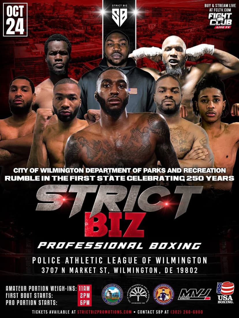 Poster for Rumble In The First State | Strict Biz Boxing