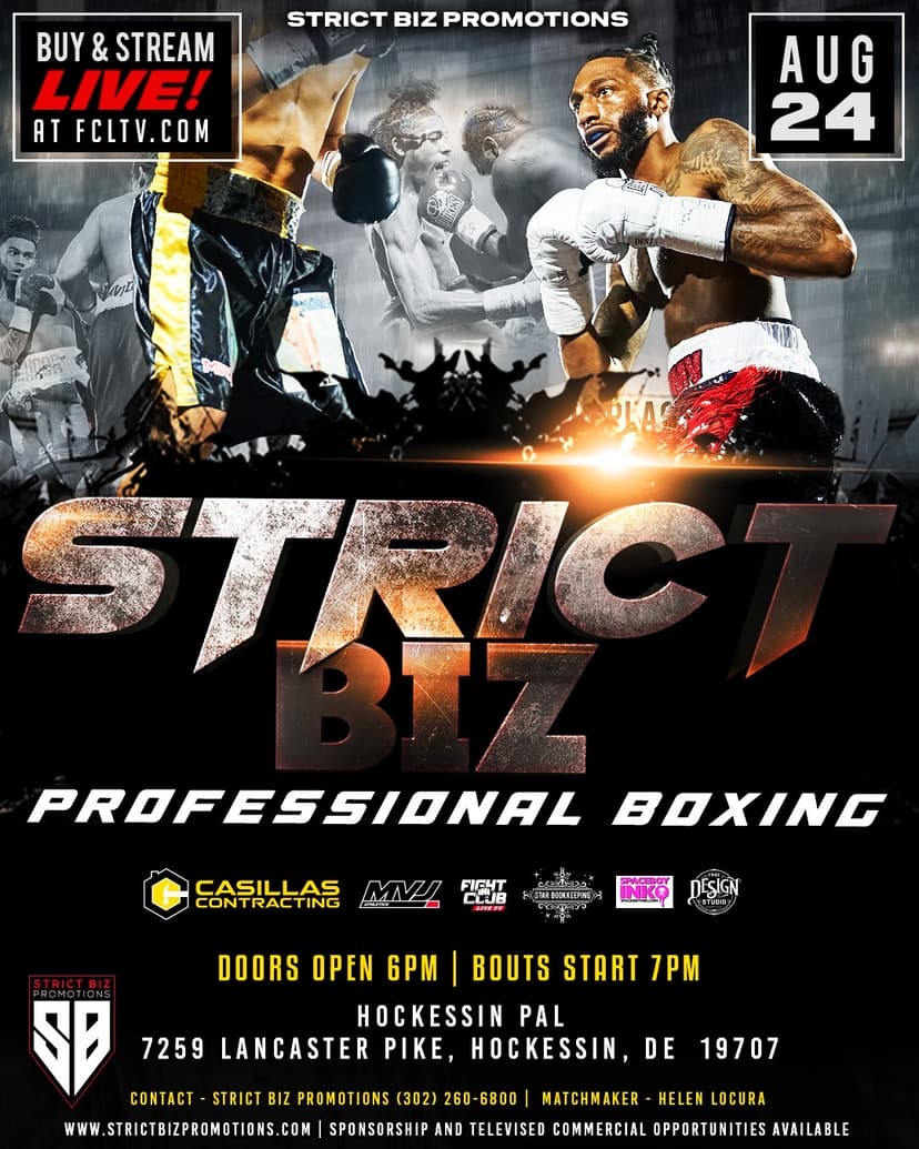 Poster for Strict Biz Boxing | Aug 24th, 2024 | Hockessin PAL Center
