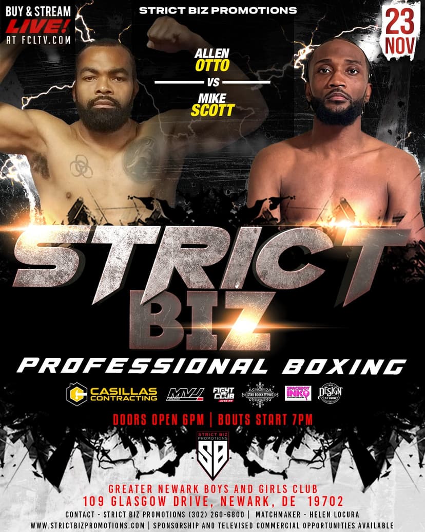 Poster for Strict Biz Boxing | Nov 23rd, 2024 | Boys & Girls Club of Newark, DE